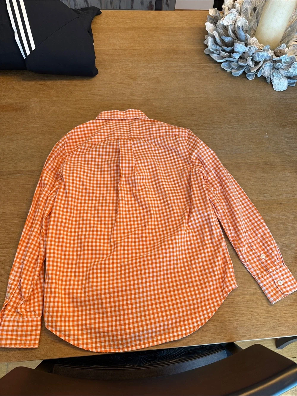 Polo by Ralph Lauren Orange Gingham Button-Up Shirt with Navy Pony